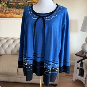 Alfred Dunner Blue and Black Women's Sweater